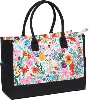 ESVAN Personalized Gifts Canvas Tote Linen Bags Handbags Top Zipper Closure Initial Retro Utility Tote