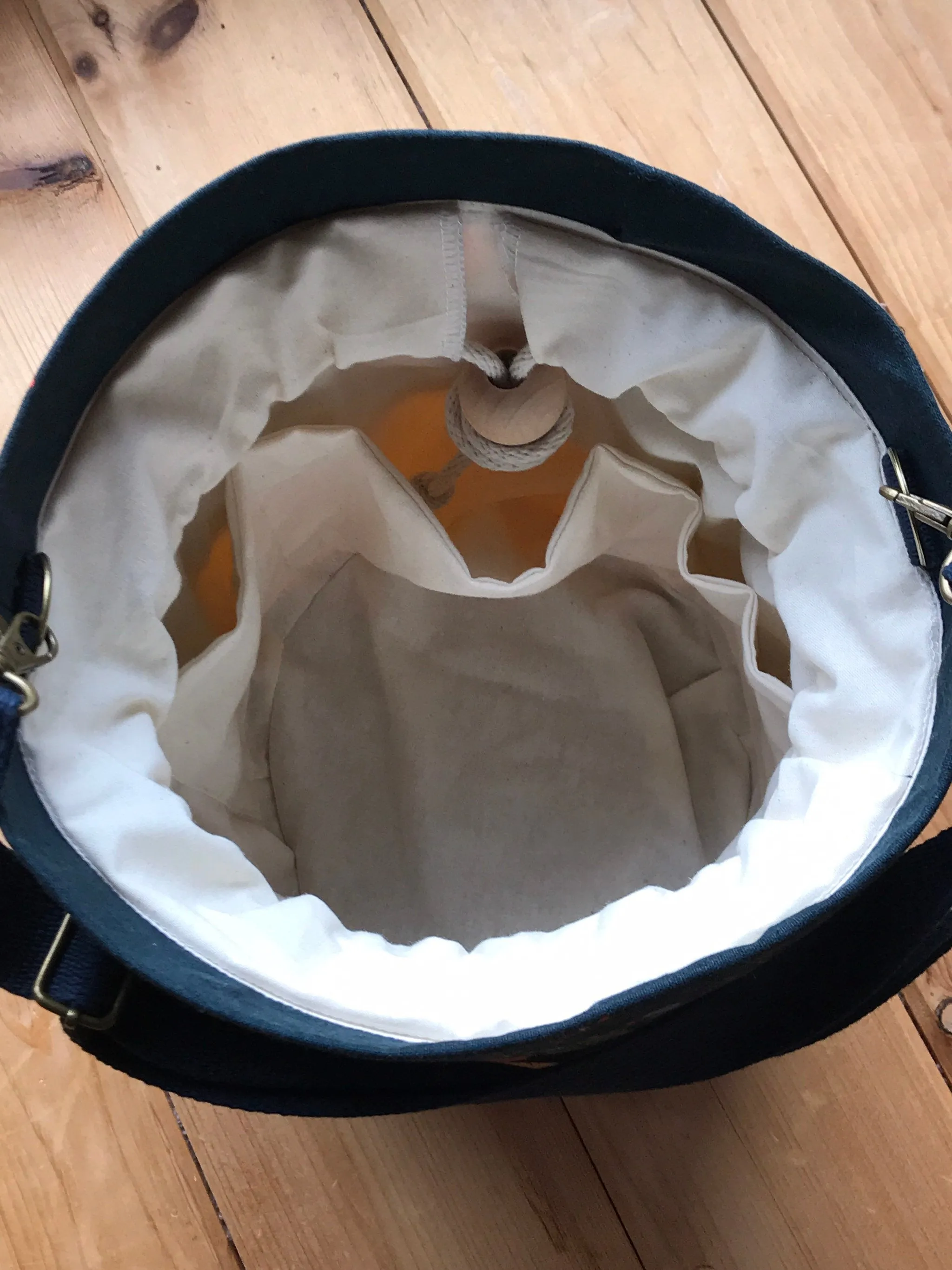 Everyday Tote, Round Project or Knitting Tote, Rifle Paper Co & Waxed Canvas, Fable Wildwood Grey