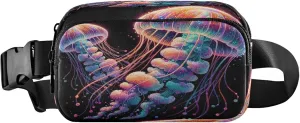 Exnundod Fanny Packs for Women & Men Glowing Bright Jellyfish, Waist Pack Magic Crossbody Bags Belt Adjustable Strap for Running Hiking Workout