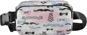 Exnundod Fanny Packs for Women & Men Mustache Happy Father's Day, Waist Pack Retro Cartoon Style Crossbody Bags Belt Adjustable Strap for Running Hiking Workout