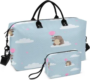 Exnundod Travel Duffel Bags Cute Mole and Balloon Sports Gym Bag Weekender Carry On Tote Overnight Luggage Bags for Women and Men