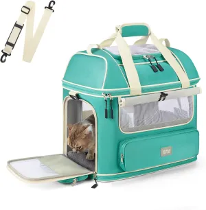 Expandable Cat Dog Carrier: NOBLE DUCK Soft-Sided Pet Carrier Airline Approved Large Small Medium Collapsible Portable Travel Up to 25 Lbs Green