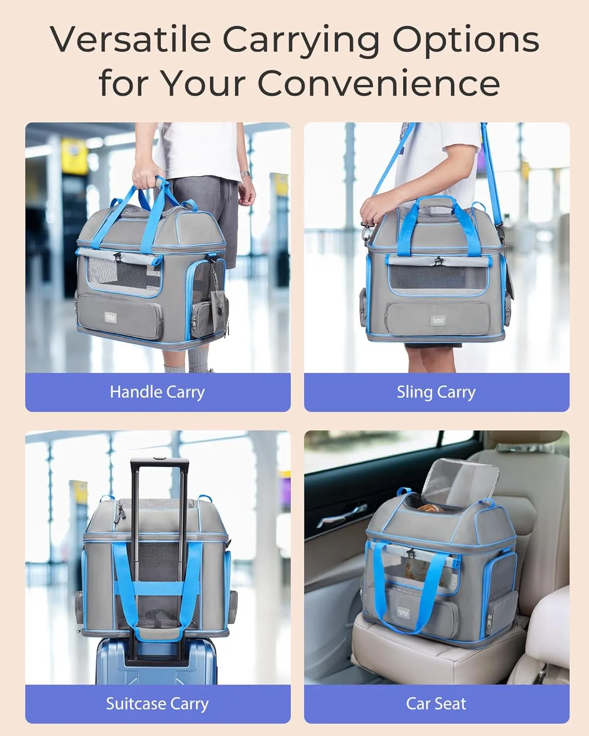 Expandable Cat Dog Carrier: NOBLE DUCK Soft-Sided Pet Carrier Airline Approved Large Small Medium Collapsible Portable Travel Up to 25 Lbs Green