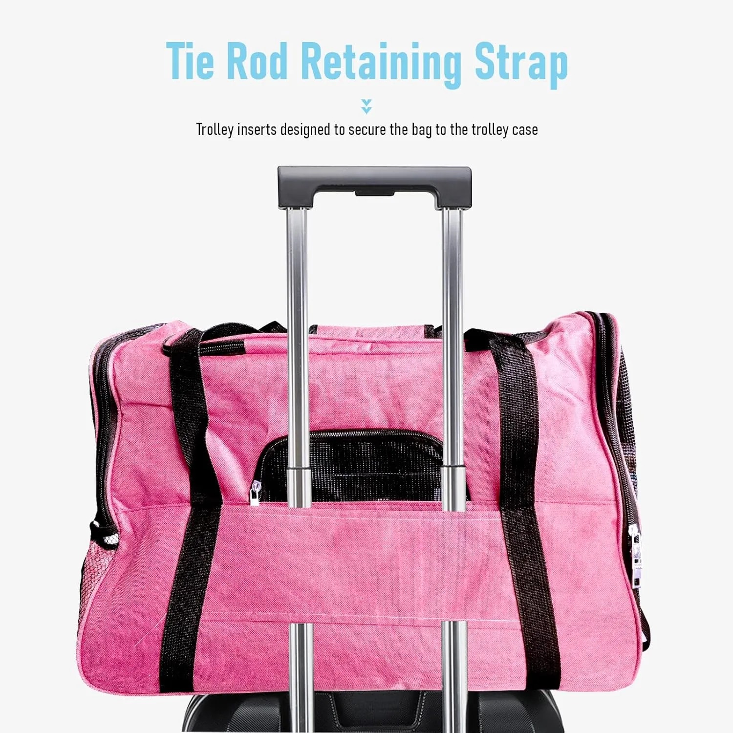 Expandable Pet Carrier for Cats, Dogs, Puppies, and Small Animals, Foldable Soft-Sided Travel Bag with Breathable Mesh, Washable Mat, Zipper, and Strap for Airplane, Car, and Train Travel(Pink)