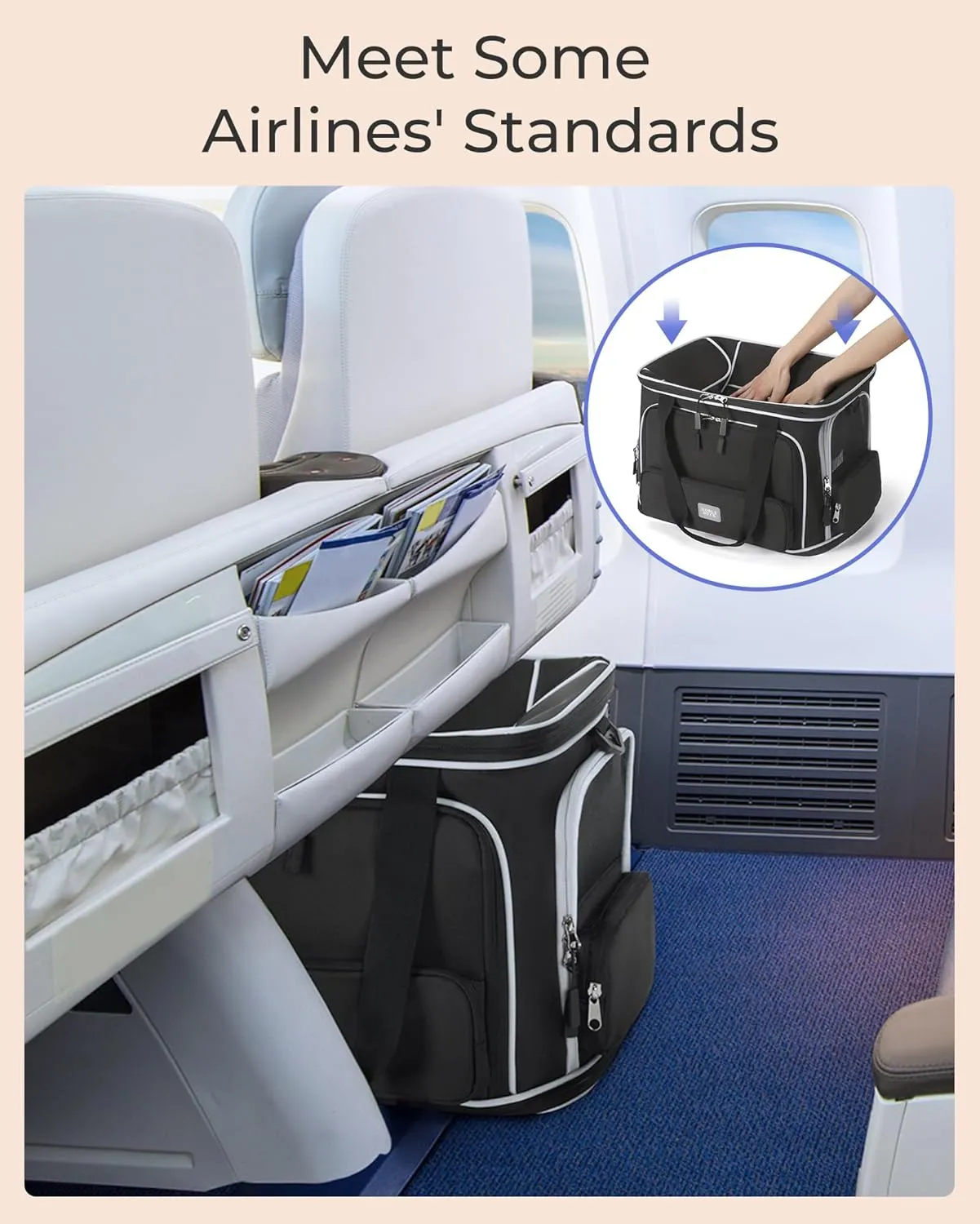 Expandable Pet Carrier: NOBLE DUCK Soft-Sided Cat Dog Carrier Airline Approved Small Medium Large Portable Travel Up to 25 Lbs Black