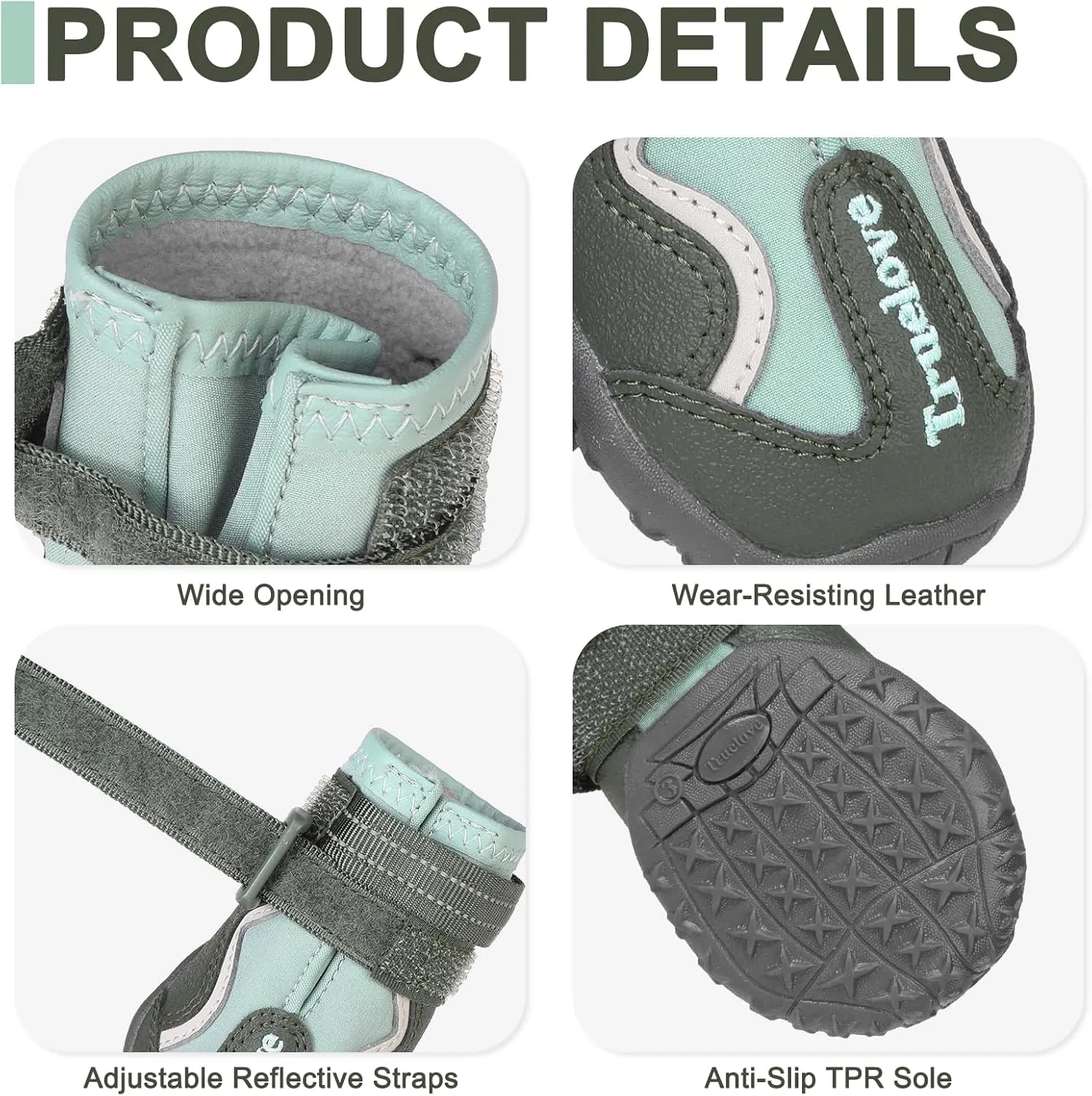 EXPAWLORER 4PCS Anti-Slip Dog Shoes - Waterproof Dog Booties & Paw Protectors with Reflective Straps for Outdoor Cold/Hot Pavement, Indoor Hardwood Floors, Winter Boots for Small Medium Large Dogs