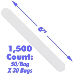 Expert Blend & Apply Spatulas - Pure White Disposable Polystyrene Tongue Depressors - 6 inch / Case of 1,500 - 50 per Bag X 30 Bags