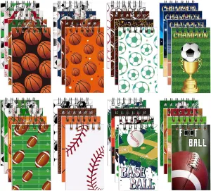 Faccito 32 Pcs Mini Notepads Sports Basketball Baseball Football Soccer Party Favors Goodie Bag Stuffers Notepads Spiral Mini Notebooks for Teens Teacher Classroom Reward (Sport Ball)