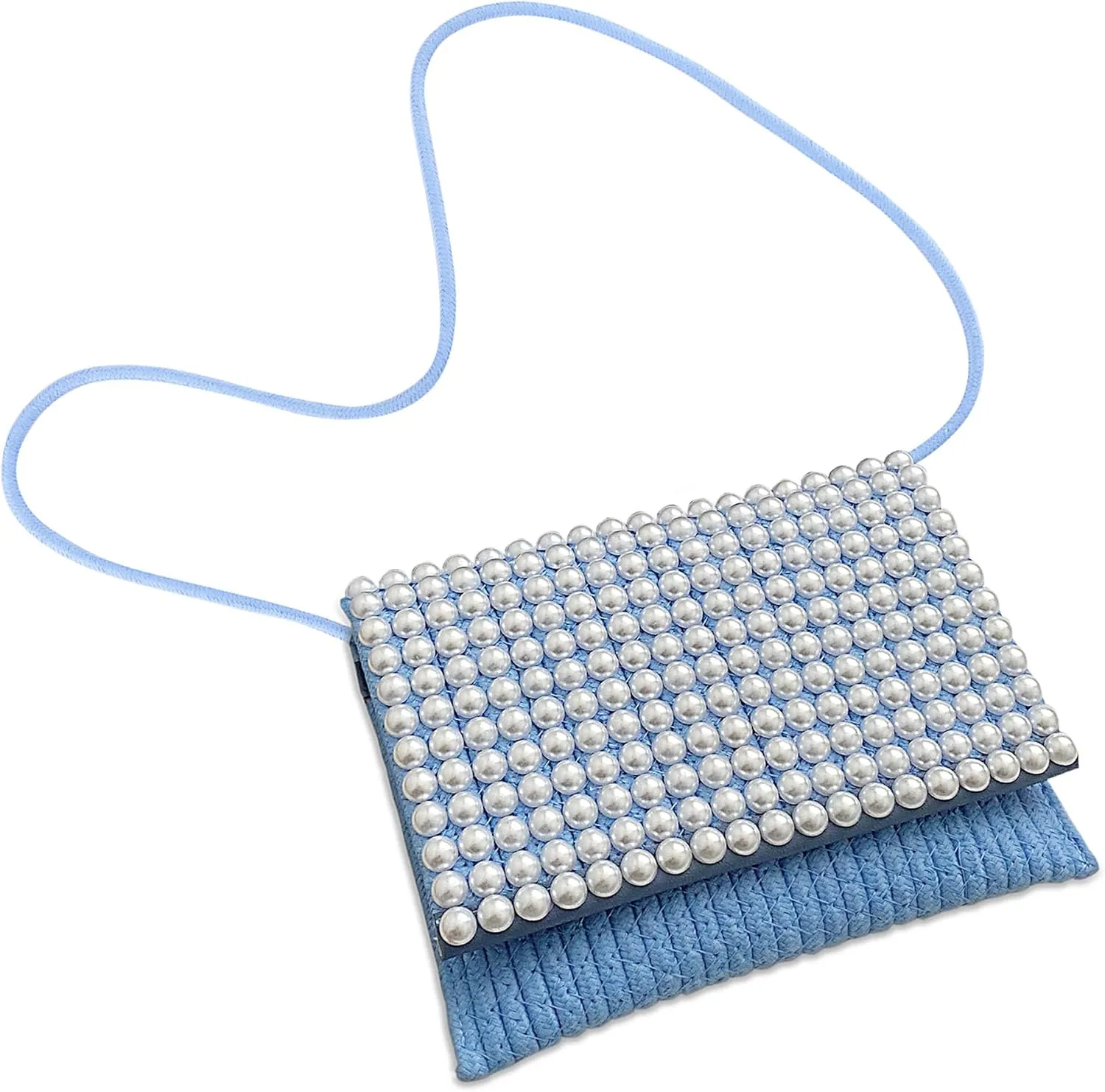 FALETO Small Flower Pearls Handwoven Handbag Crochet Crossbody Bags for women Bohemian Cotton Envelope Clutch Purse