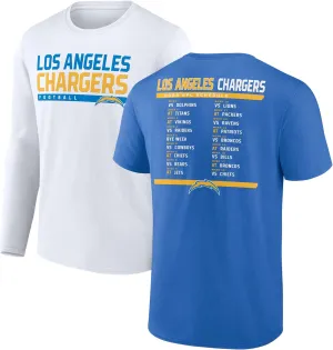 Fanatics Men's Powder Blue/White Los Angeles Chargers Two-Pack 2023 Schedule T-Shirt Combo Set
