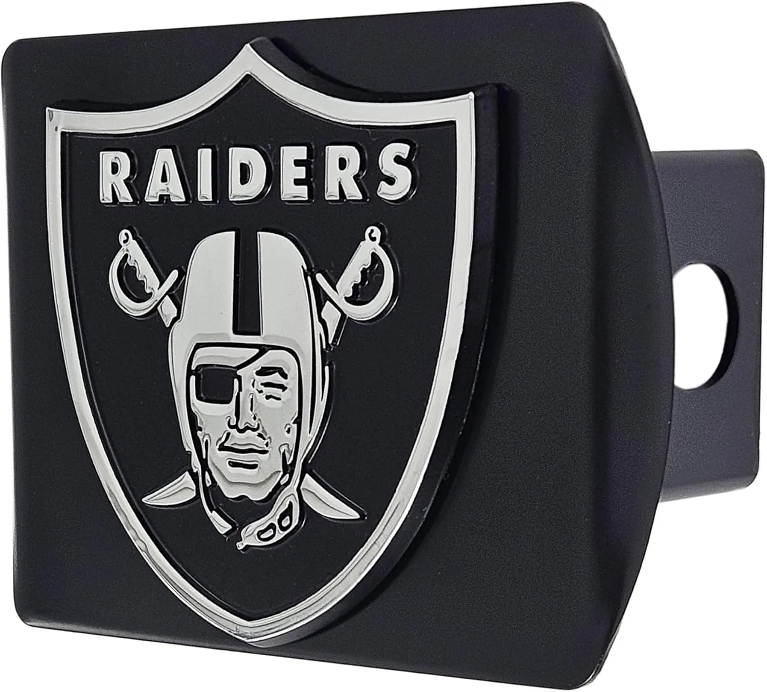 FANMATS 21572 Las Vegas Raiders Black Metal Hitch Cover with Metal Chrome 3D Emblem 3.4"x4"