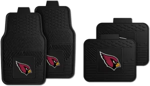 Fanmats Arizona Cardinals Set of 4 Car Mats for Cars, SUV, Pickups - All Weather Technology Protection, Deep Reservoir Design, Universal Fit - 3D NFL Team Logo - 29”x17” Front - 14” x 17” Rear Mat