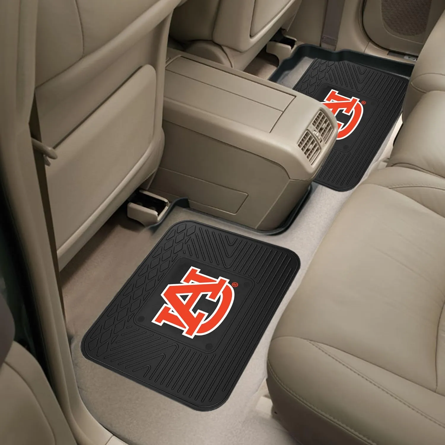Fanmats Auburn University Tigers Set of 4 Car Mats for Cars, SUV, Pickups - All Weather Protection, Deep Reservoir Design, Universal Fit - 3D NCAA Team Logo - 29”x17” Front - 14”x 17” Rear Mat