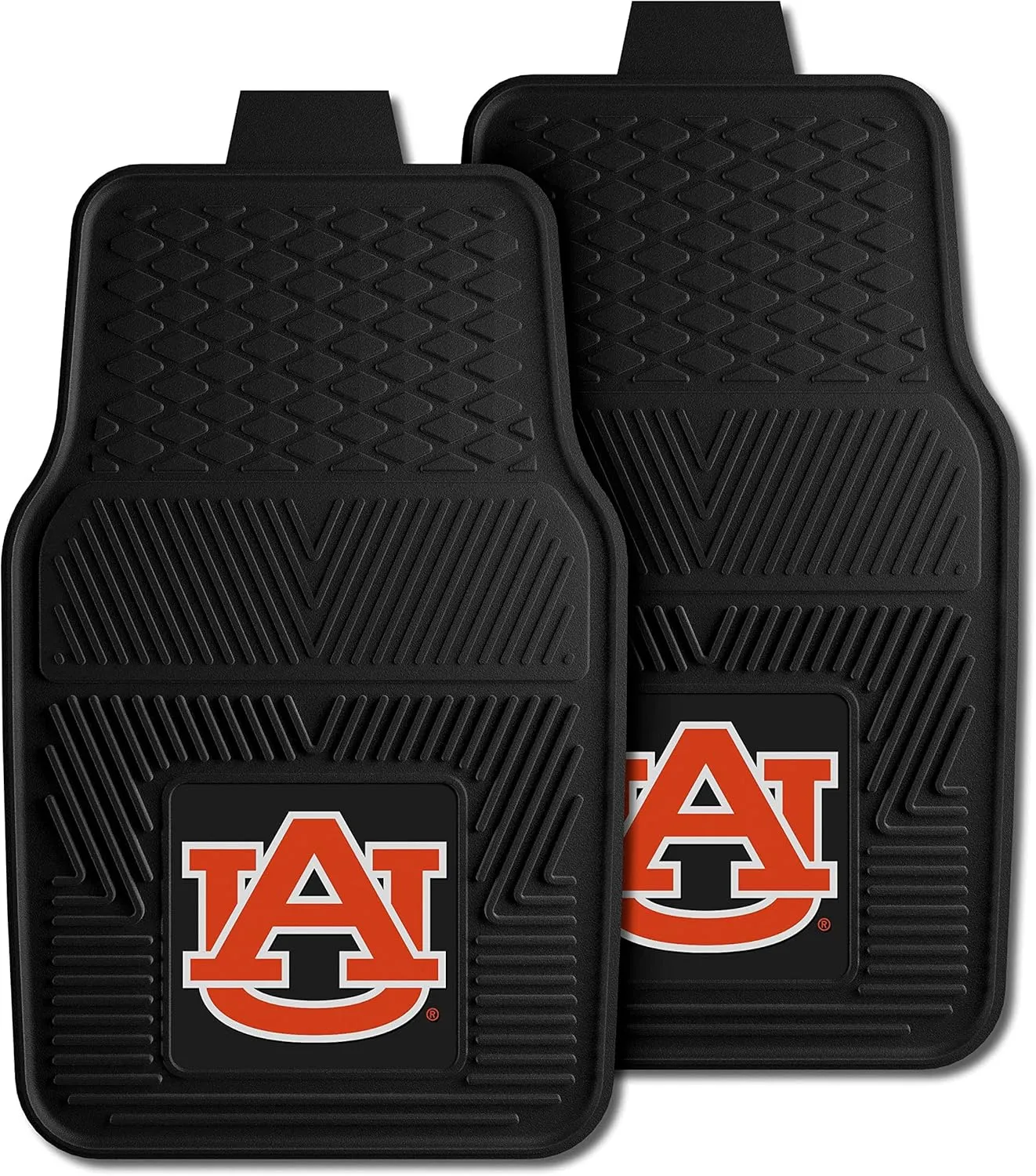 Fanmats Auburn University Tigers Set of 4 Car Mats for Cars, SUV, Pickups - All Weather Protection, Deep Reservoir Design, Universal Fit - 3D NCAA Team Logo - 29”x17” Front - 14”x 17” Rear Mat