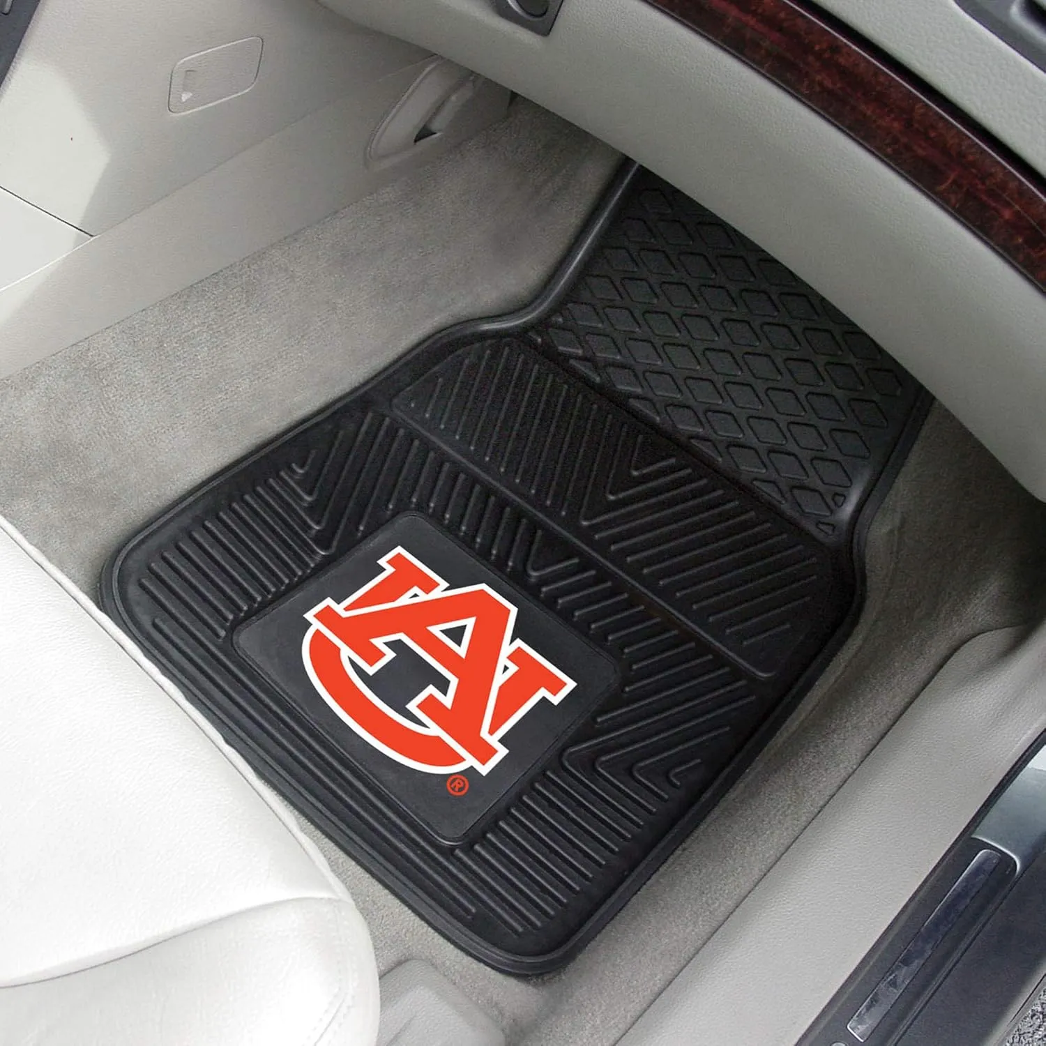 Fanmats Auburn University Tigers Set of 4 Car Mats for Cars, SUV, Pickups - All Weather Protection, Deep Reservoir Design, Universal Fit - 3D NCAA Team Logo - 29”x17” Front - 14”x 17” Rear Mat