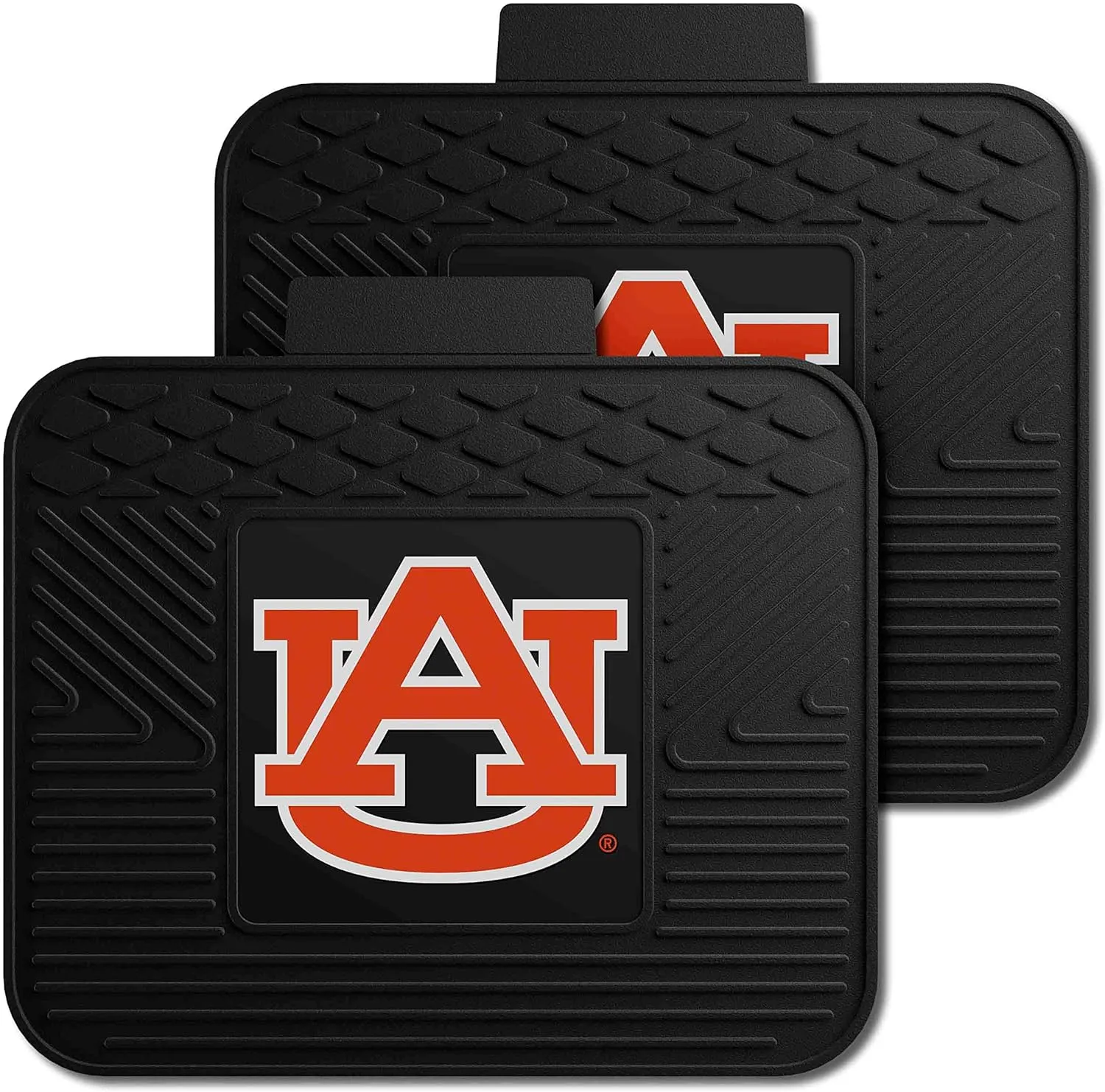 Fanmats Auburn University Tigers Set of 4 Car Mats for Cars, SUV, Pickups - All Weather Protection, Deep Reservoir Design, Universal Fit - 3D NCAA Team Logo - 29”x17” Front - 14”x 17” Rear Mat