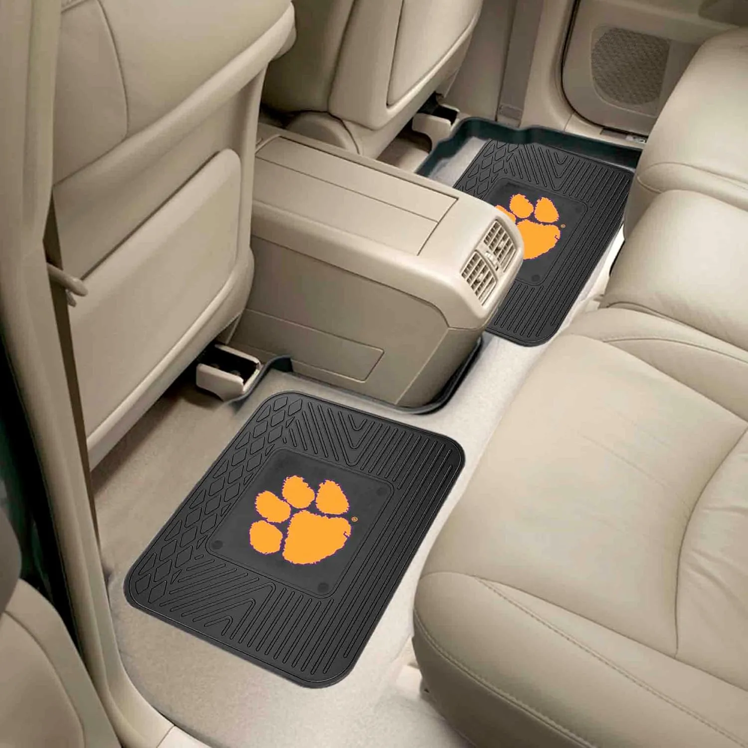 Fanmats Clemson University Tigers Set of 4 Car Mats for Cars, SUV, Pickups - All Weather Protection, Deep Reservoir Design, Universal Fit - 3D NCAA Team Logo - 29”x17” Front - 14”x 17” Rear Mat