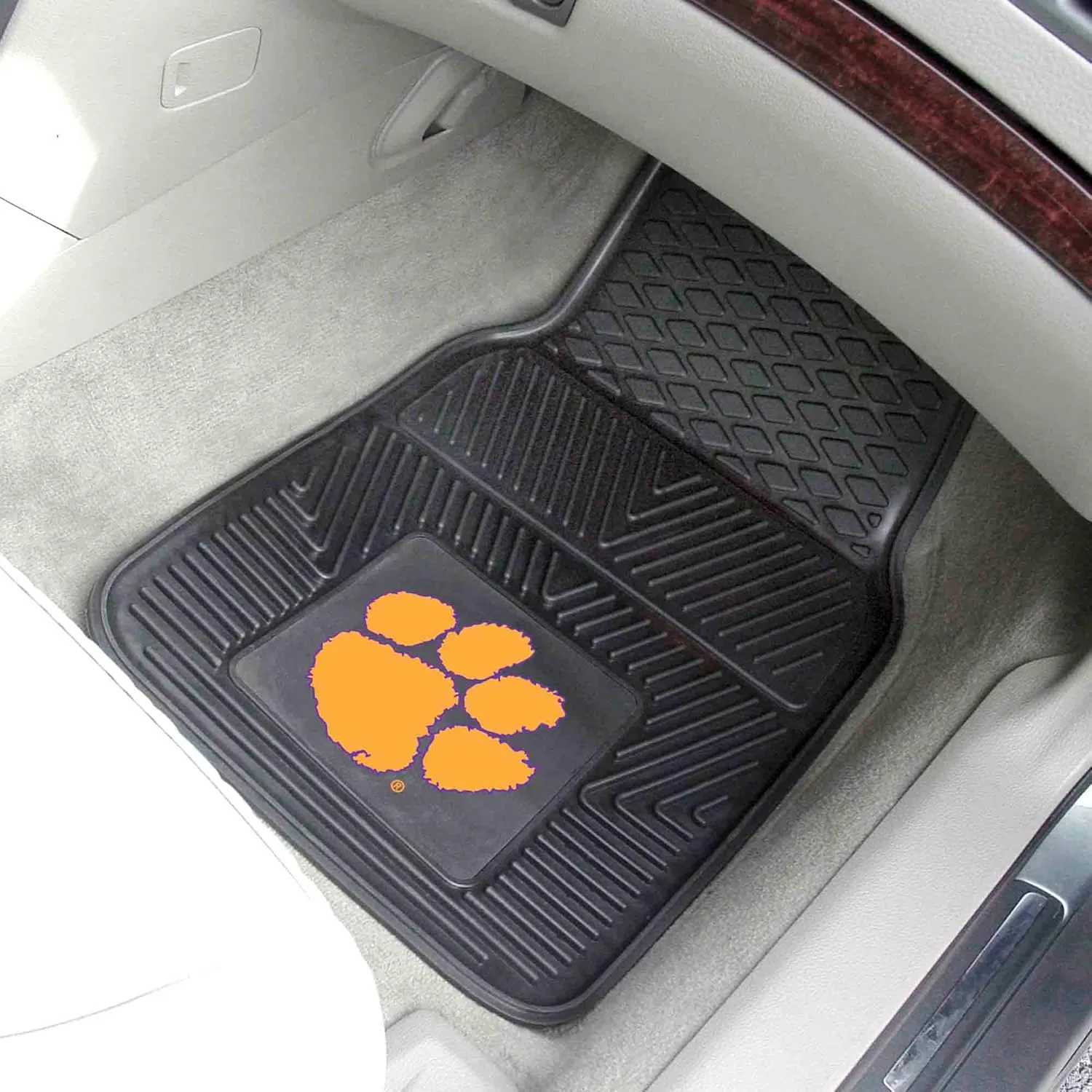 Fanmats Clemson University Tigers Set of 4 Car Mats for Cars, SUV, Pickups - All Weather Protection, Deep Reservoir Design, Universal Fit - 3D NCAA Team Logo - 29”x17” Front - 14”x 17” Rear Mat