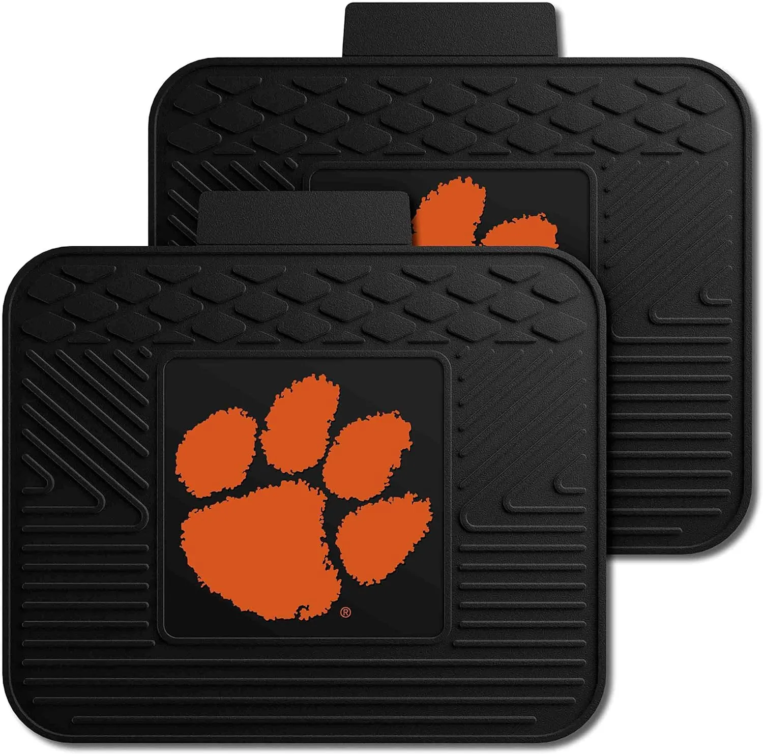 Fanmats Clemson University Tigers Set of 4 Car Mats for Cars, SUV, Pickups - All Weather Protection, Deep Reservoir Design, Universal Fit - 3D NCAA Team Logo - 29”x17” Front - 14”x 17” Rear Mat