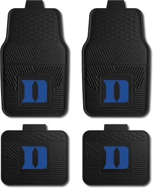 Fanmats Duke University Blue Devils Set of 4 Car Mats for Cars, SUV, Pickups - All Weather Protection, Deep Reservoir Design, Universal Fit - 3D NCAA Team Logo - 29”x17” Front - 14”x 17” Rear Mat