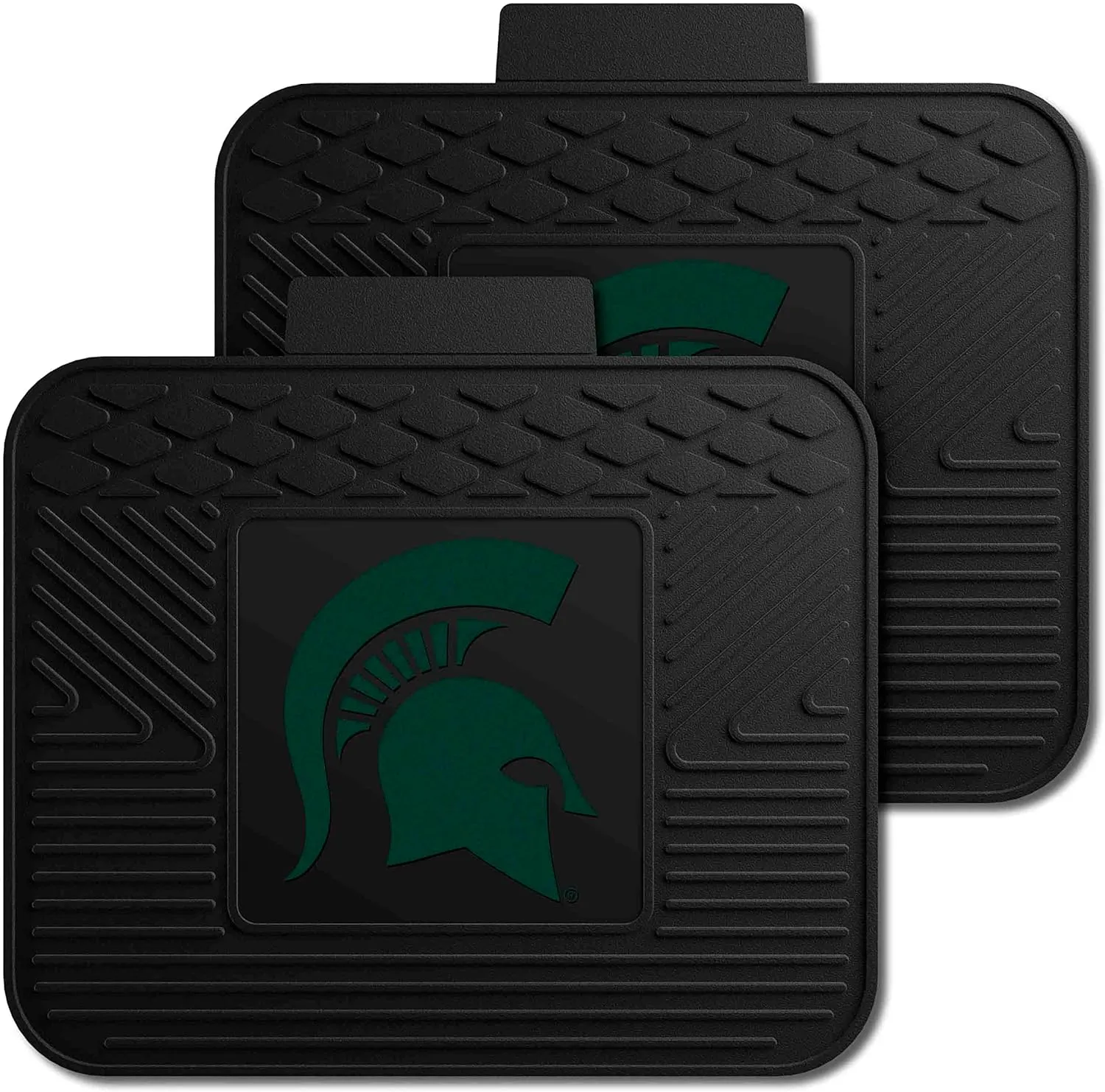 Fanmats Michigan State University Spartans Set of 4 Car Mats for Cars, SUV, Pickups - All Weather Protection, Deep Reservoir Design, Universal Fit - 3D NCAA Team logo-29”x17” Front-14”x 17” Rear Mat