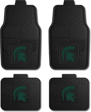 Fanmats Michigan State University Spartans Set of 4 Car Mats for Cars, SUV, Pickups - All Weather Protection, Deep Reservoir Design, Universal Fit - 3D NCAA Team logo-29”x17” Front-14”x 17” Rear Mat