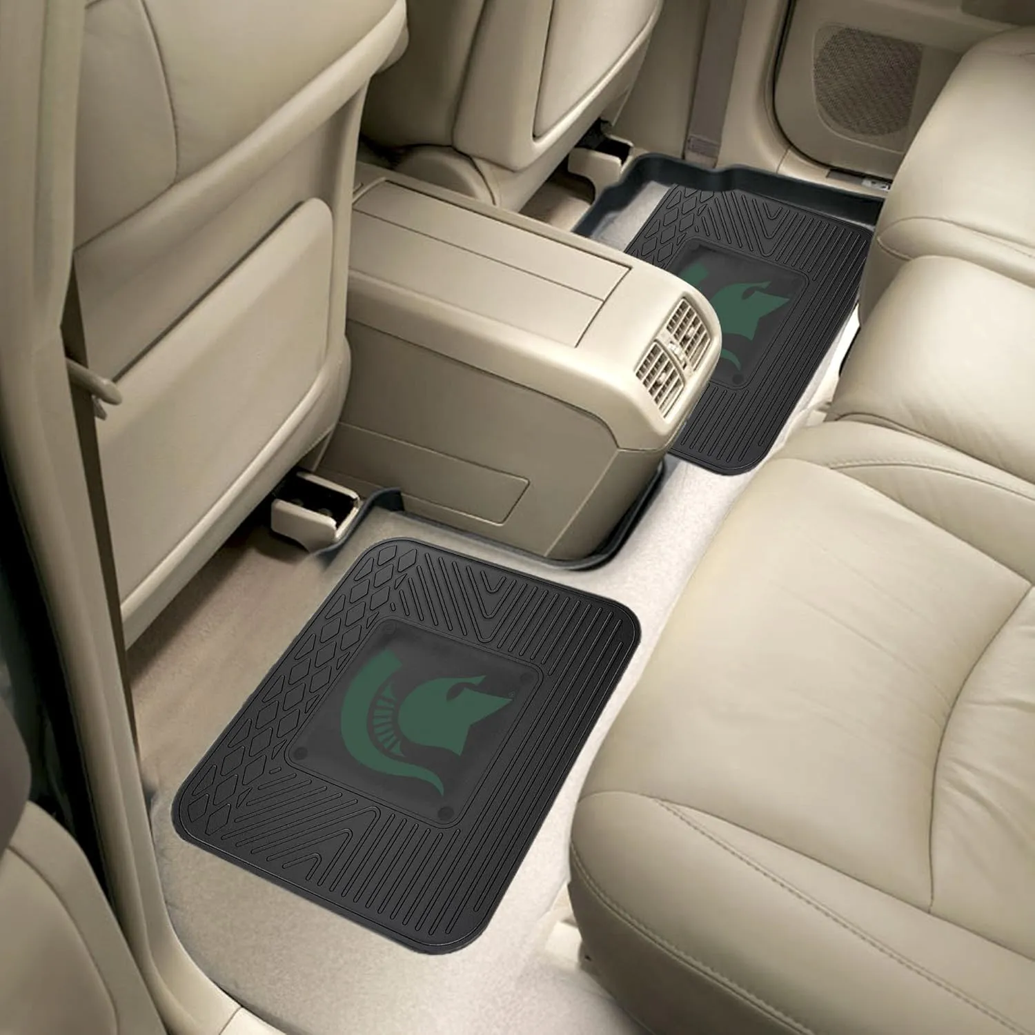 Fanmats Michigan State University Spartans Set of 4 Car Mats for Cars, SUV, Pickups - All Weather Protection, Deep Reservoir Design, Universal Fit - 3D NCAA Team logo-29”x17” Front-14”x 17” Rear Mat