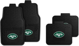 Fanmats New York Jets Set of 4 Car Mats for Cars, SUV, Pickups - All Weather Technology Protection, Deep Reservoir Design, Universal Fit - 3D NFL Team Logo - 29”x17” Front - 14”x17” Rear Mat