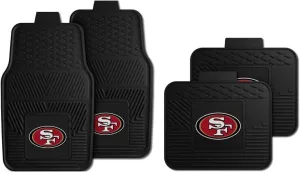 Fanmats San Francisco 49ers Set of 4 Car Mats for Cars, SUV, Pickups - All Weather Technology Protection, Deep Reservoir Design, Universal Fit - 3D NFL Team Logo - 29”x17” Front - 14” x 17” Rear Mat