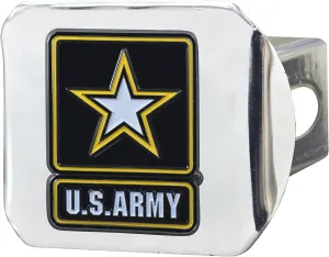 FANMATS United States Army Metal Hitch Cover with 3D Chrome Team Logo Unique 3D Logo Molded Design – Easy Installation on Truck, SUV, Car - Ideal Gift for Die Hard Armed Services Veteran