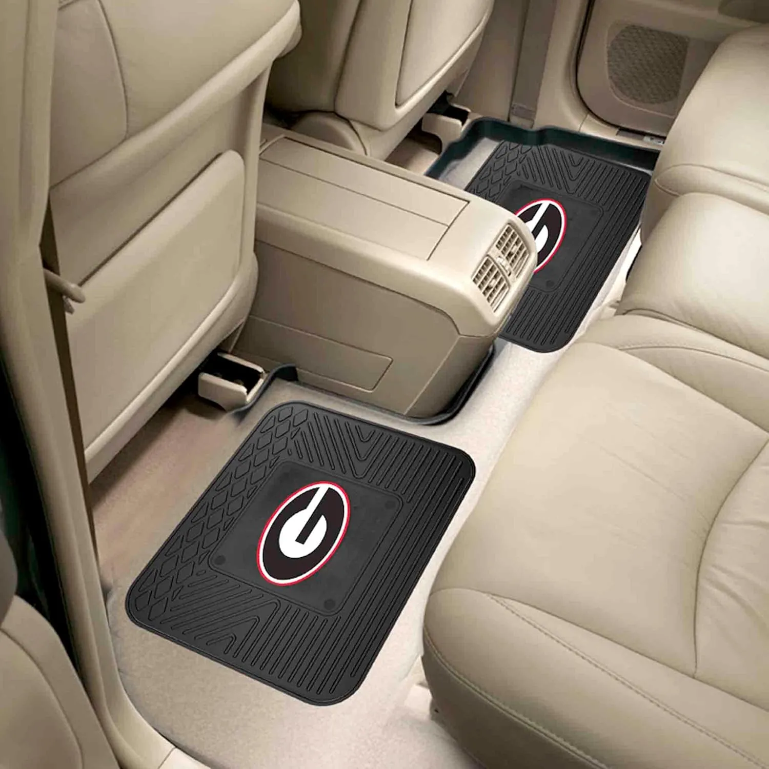 Fanmats University of Georgia Bulldogs Set of 4 Car Mats for Cars, SUV, Pickups - All Weather Protection, Deep Reservoir Design, Universal Fit - 3D NCAA Bulldog Logo - 29”x17” Front-14”x17” Rear Mat