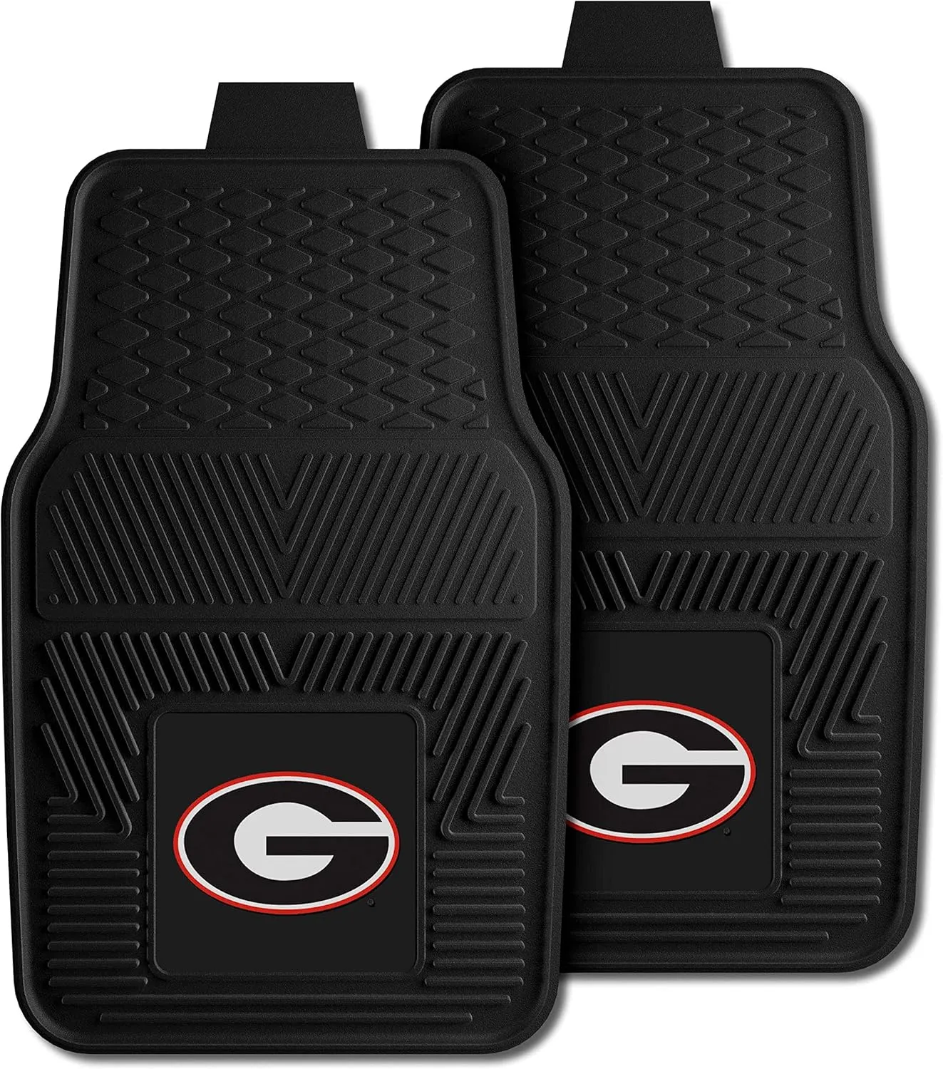 Fanmats University of Georgia Bulldogs Set of 4 Car Mats for Cars, SUV, Pickups - All Weather Protection, Deep Reservoir Design, Universal Fit - 3D NCAA Bulldog Logo - 29”x17” Front-14”x17” Rear Mat
