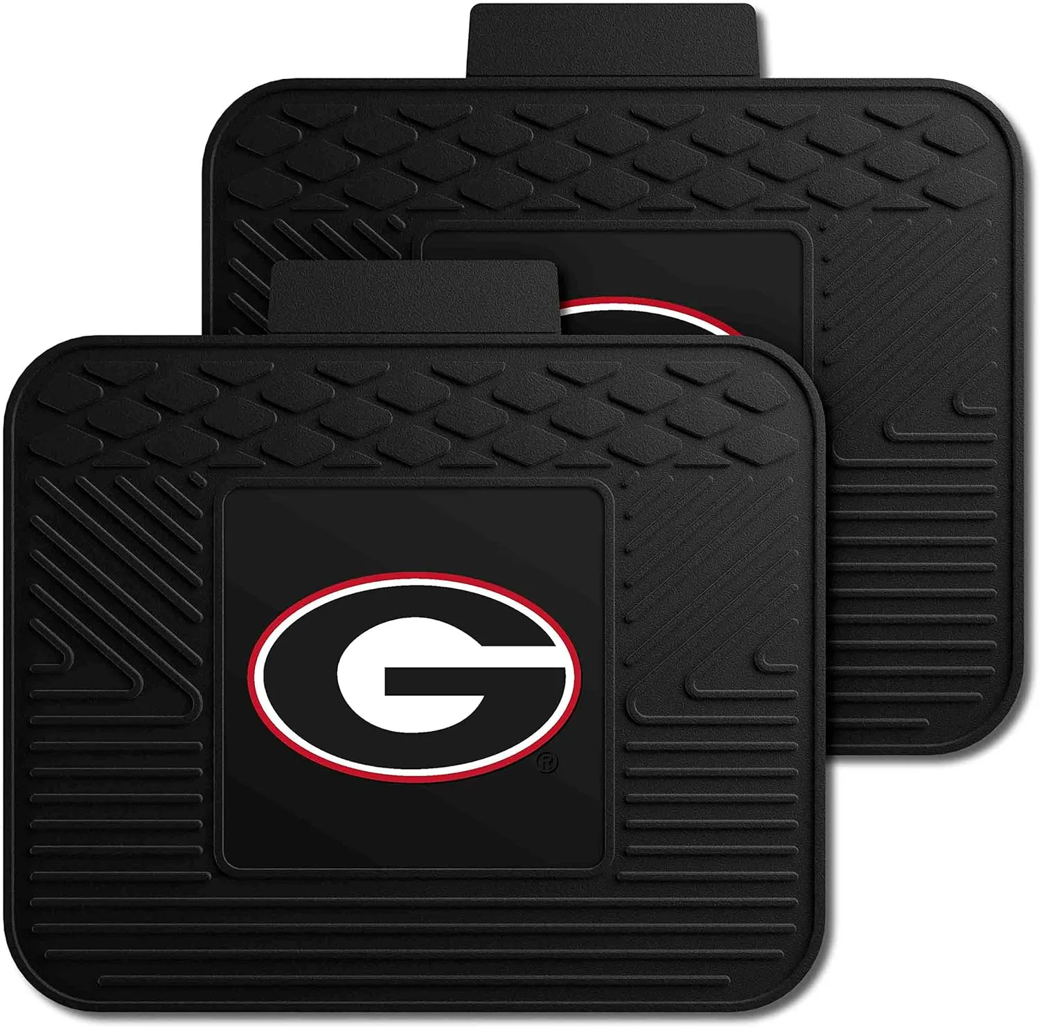 Fanmats University of Georgia Bulldogs Set of 4 Car Mats for Cars, SUV, Pickups - All Weather Protection, Deep Reservoir Design, Universal Fit - 3D NCAA Bulldog Logo - 29”x17” Front-14”x17” Rear Mat