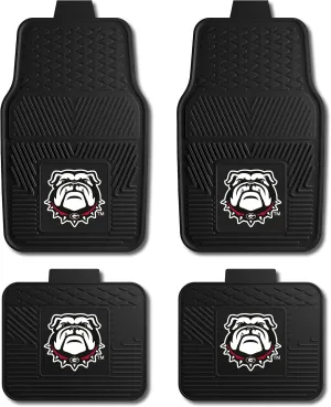 Fanmats University of Georgia Bulldogs Set of 4 Car Mats for Cars, SUV, Pickups - All Weather Protection, Deep Reservoir Design, Universal Fit - 3D NCAA Bulldog Logo - 29”x17” Front-14”x17” Rear Mat