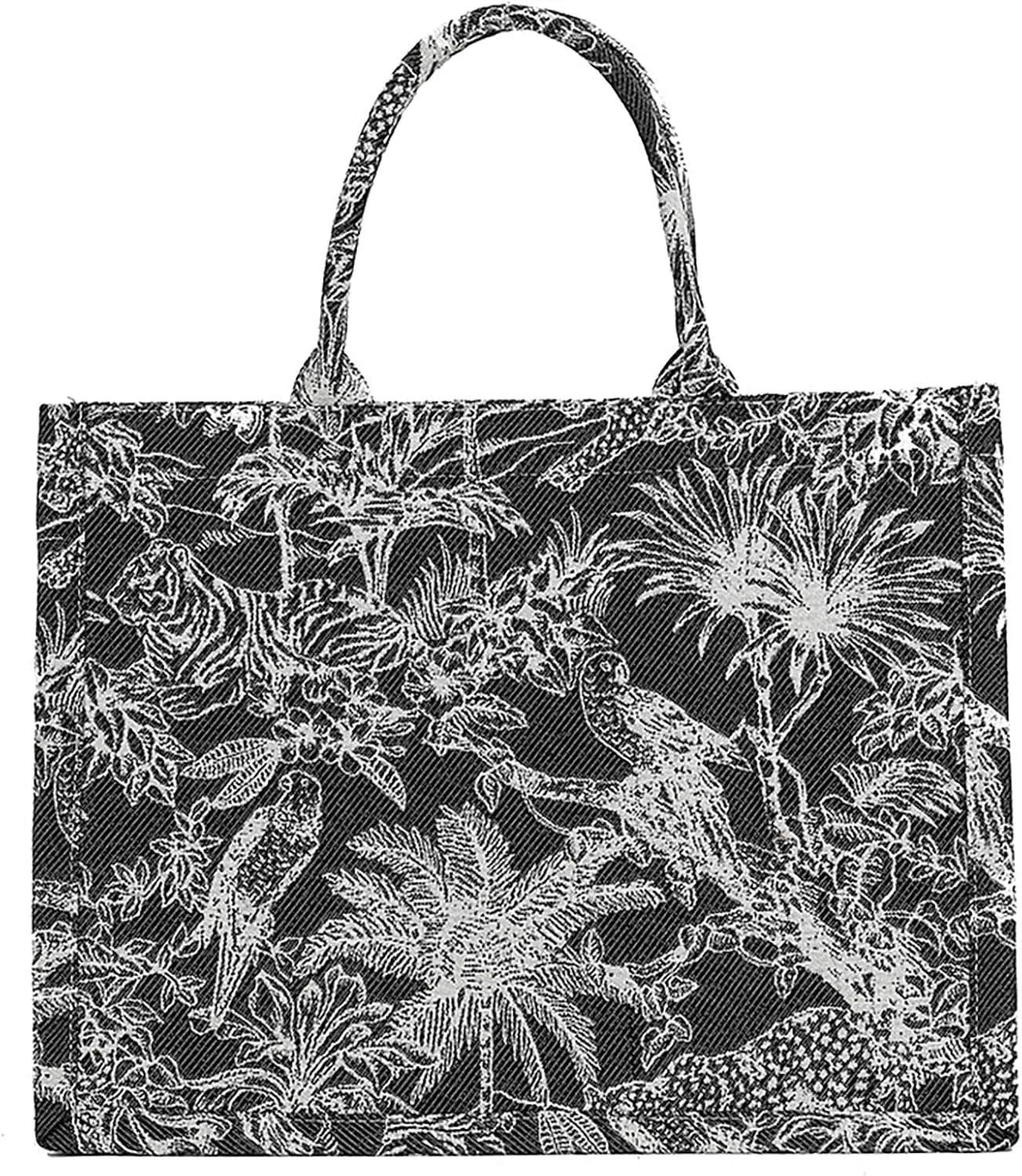 Fashion luxury tote bag cotton linen one shoulder handbag large capacity jacquard embroidery retro