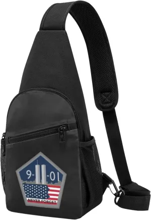Fashion One-Shoulder Bag Remember 911 Never Forget Anti-Theft Crossbody Shoulder Chest Bag