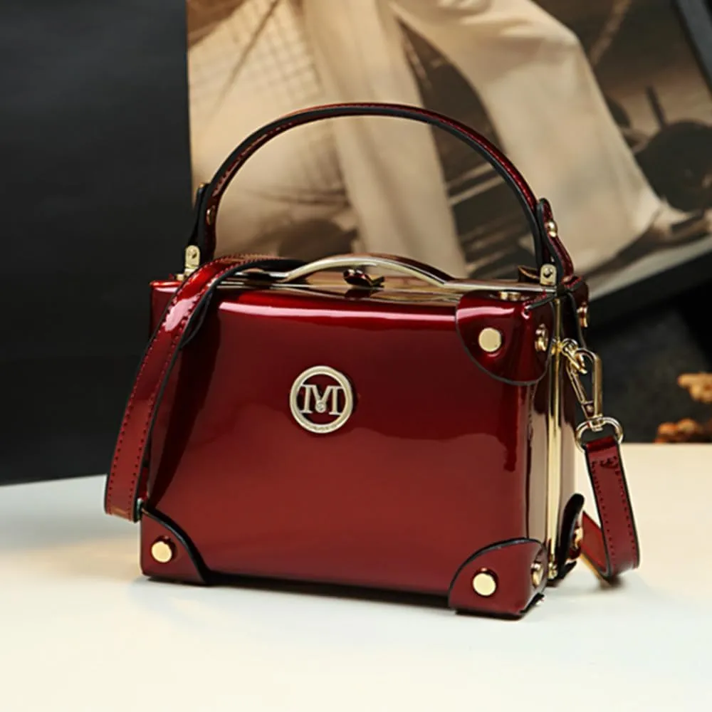 Fashion Women's Top Handle Satchel Handbags Leather Evening Bag Purses large Hard Square Box Shoulder Messenger Bags