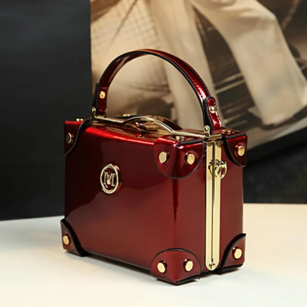 Fashion Women's Top Handle Satchel Handbags Leather Evening Bag Purses large Hard Square Box Shoulder Messenger Bags