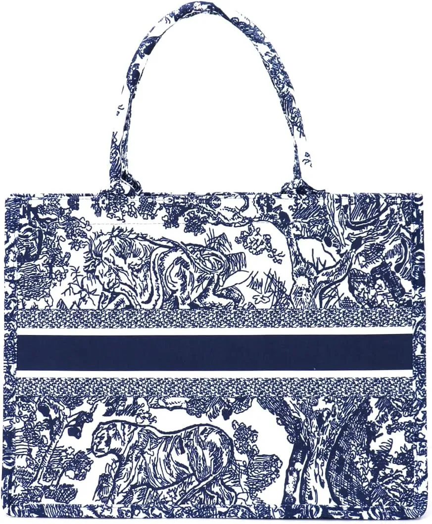 FENGJINRUHUA Fashion Luxury Tote Bag Cotton Linen Handbag Large Capacity Jacquard Retro Exquisite