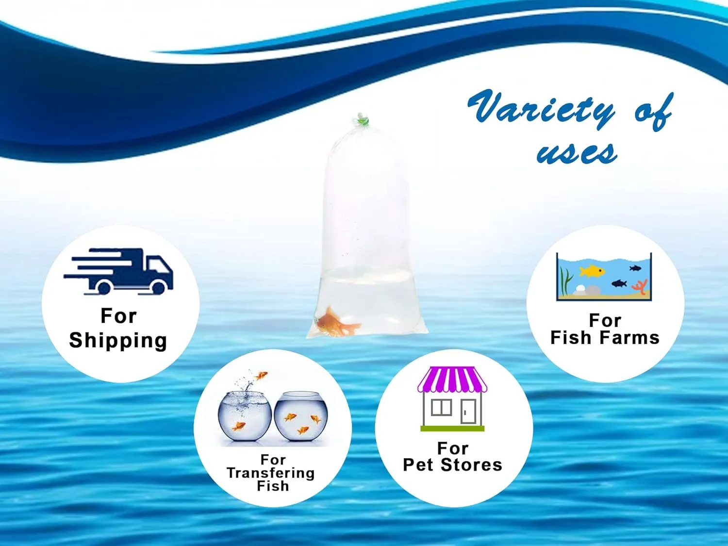 Fishery Bags 10 Inches Leak Proof Rounded Bottom Corners Clear Plastic Fish Bags for Marine and Tropical Fish Transport. (10" x 24" / 100 Pack / 2 Mil)