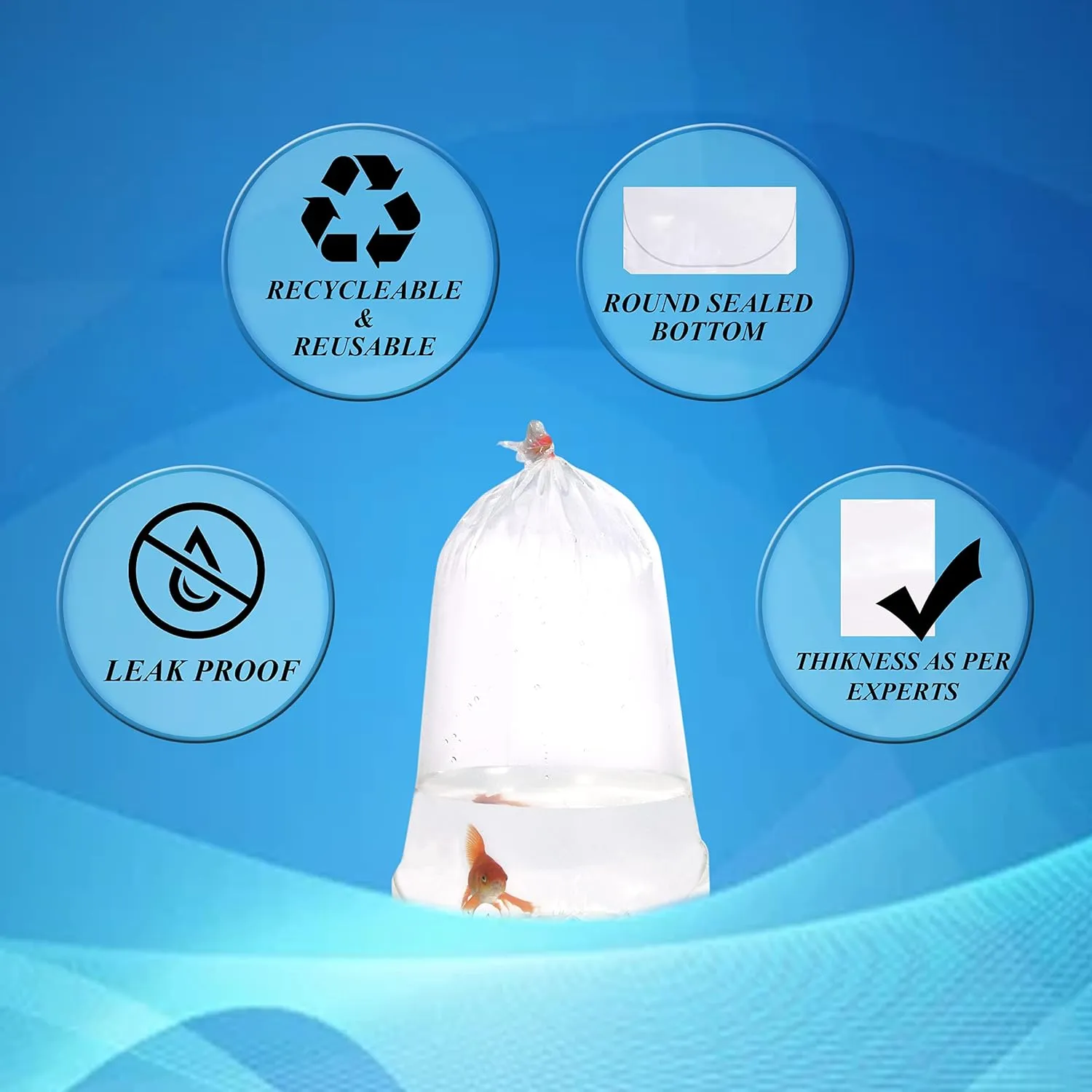 Fishery Bags 10 Inches Leak Proof Rounded Bottom Corners Clear Plastic Fish Bags for Marine and Tropical Fish Transport. (10" x 24" / 100 Pack / 2 Mil)