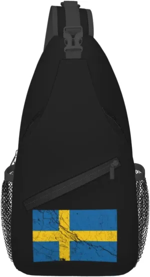 Flag Of Sweden Texture Effect Crossbody Bags For Women Men Chest Backpack Gym Shoulder Bag Travel Outdoor Sports Casual Crossbody Bags