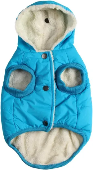 Fleece Lining Extra Warm Dog Hoodie in Winter for Large Dogs Jacket Pet Coats with Hooded,Light Blue XL