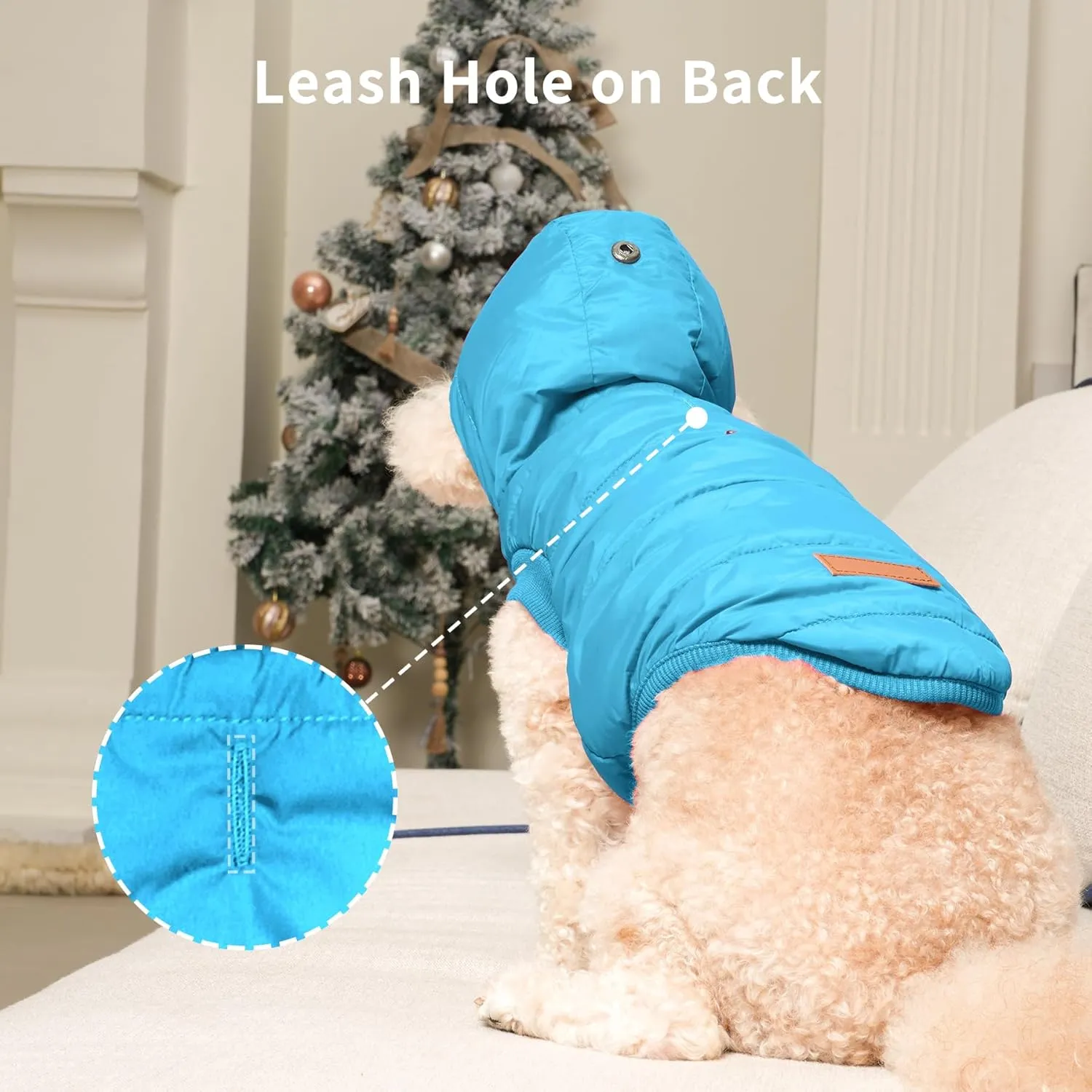 Fleece Lining Extra Warm Dog Hoodie in Winter for Large Dogs Jacket Pet Coats with Hooded,Light Blue XL