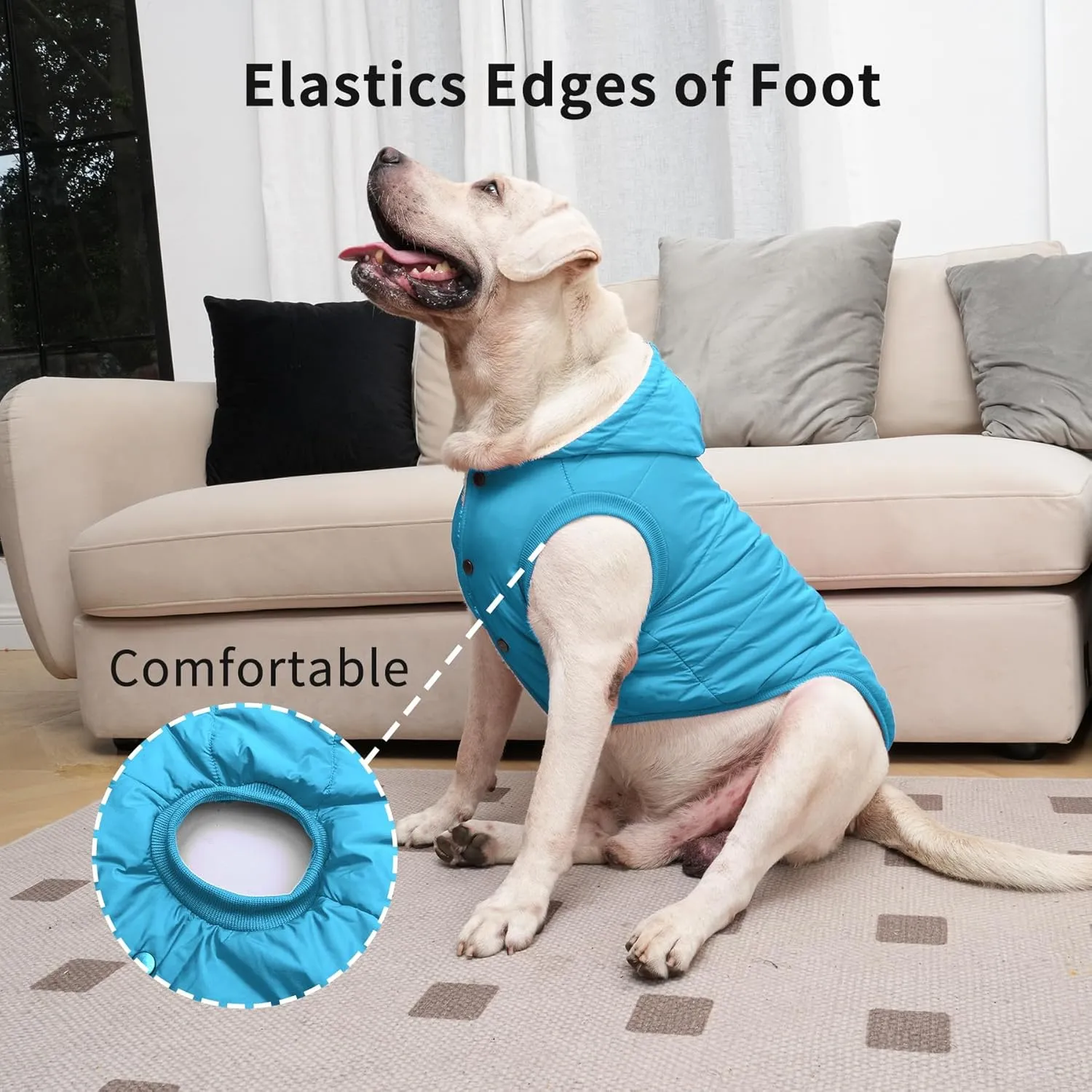 Fleece Lining Extra Warm Dog Hoodie in Winter for Large Dogs Jacket Pet Coats with Hooded,Light Blue XL