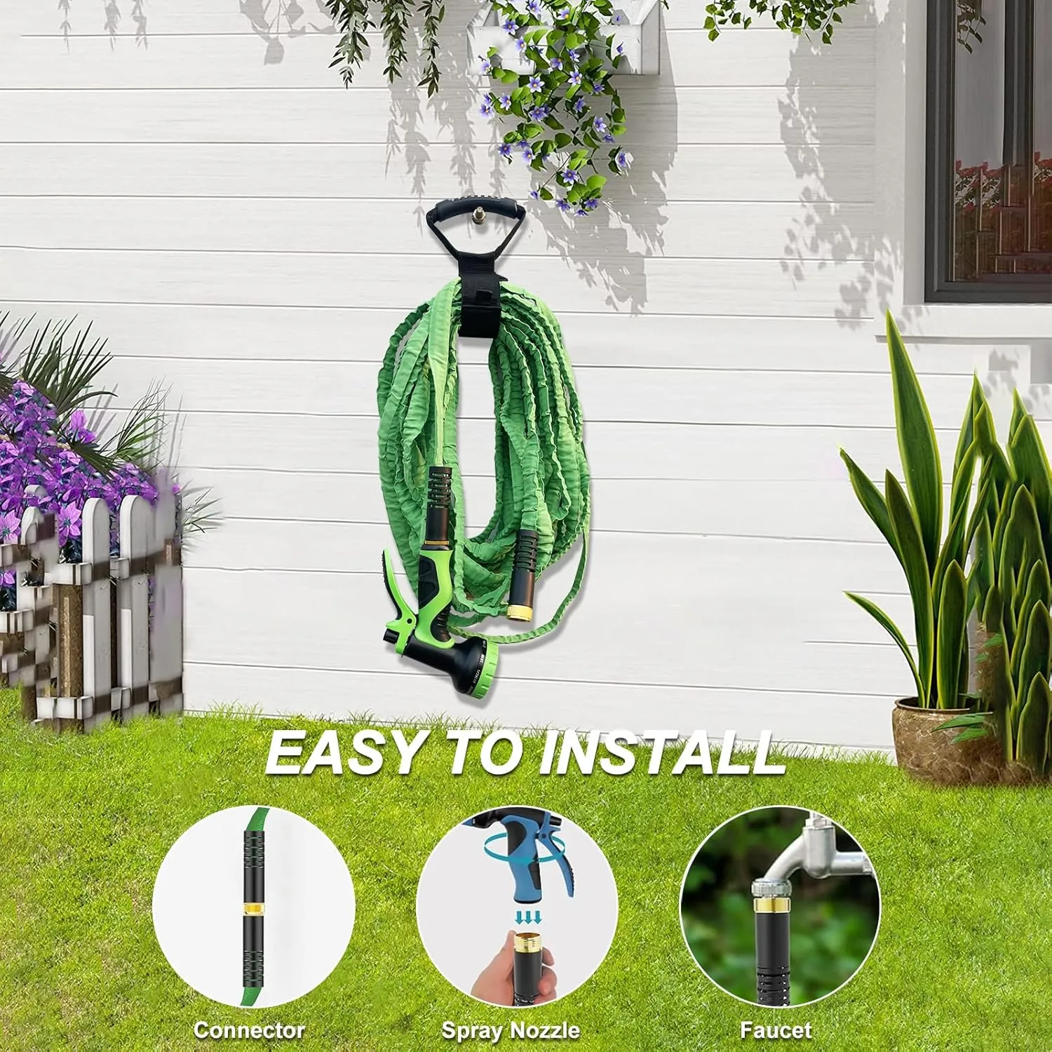 Flexible Garden Hose 50ft, Lightweight Water Hose with 10 Function Spray, Portable Water Pipe Leak-Proof Kink Free Non-Shrinking Drinking Water Safe Hose Durable for Car Wash Patio Yard House Camping