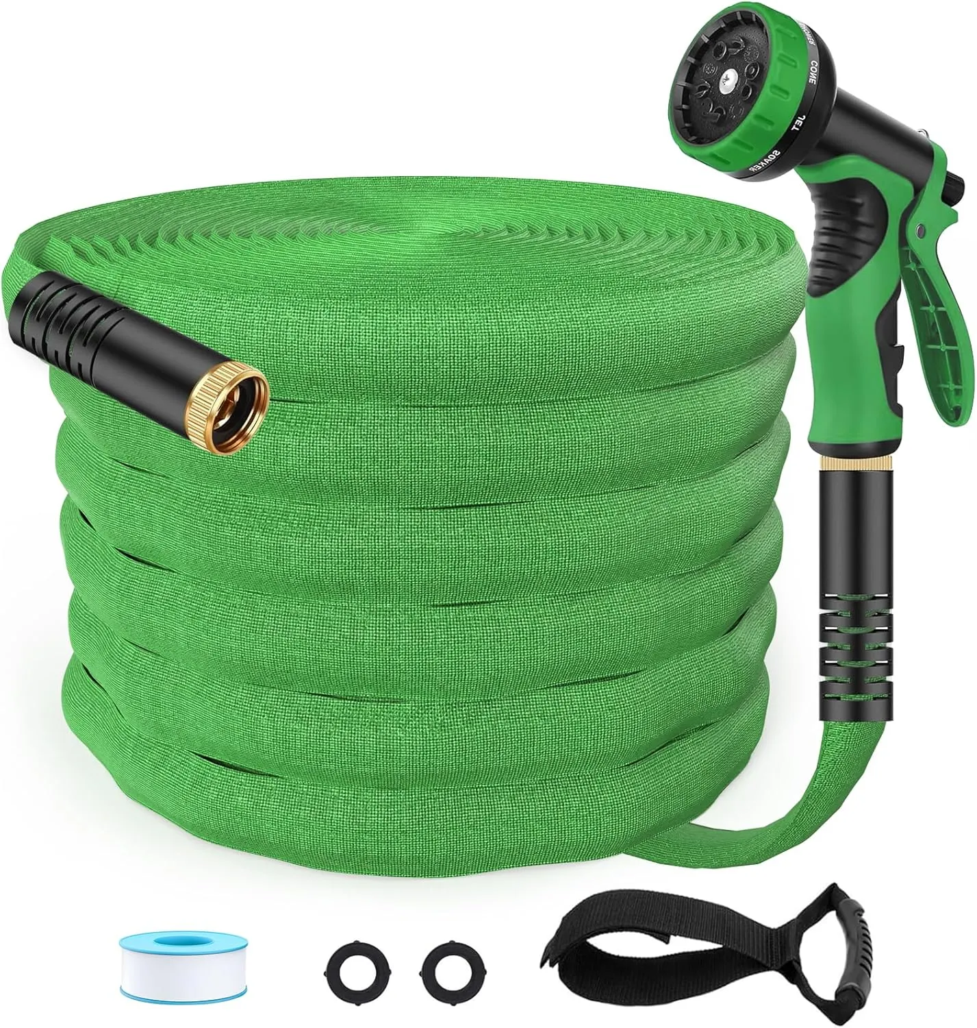 Flexible Garden Hose 50ft, Lightweight Water Hose with 10 Function Spray, Portable Water Pipe Leak-Proof Kink Free Non-Shrinking Drinking Water Safe Hose Durable for Car Wash Patio Yard House Camping