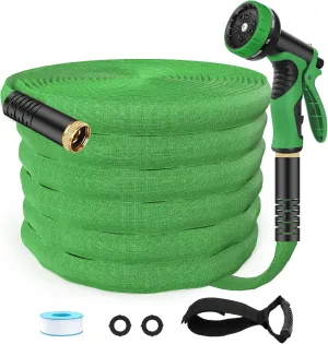 Flexible Garden Hose 50ft, Lightweight Water Hose with 10 Function Spray, Portable Water Pipe Leak-Proof Kink Free Non-Shrinking Drinking Water Safe Hose Durable for Car Wash Patio Yard House Camping