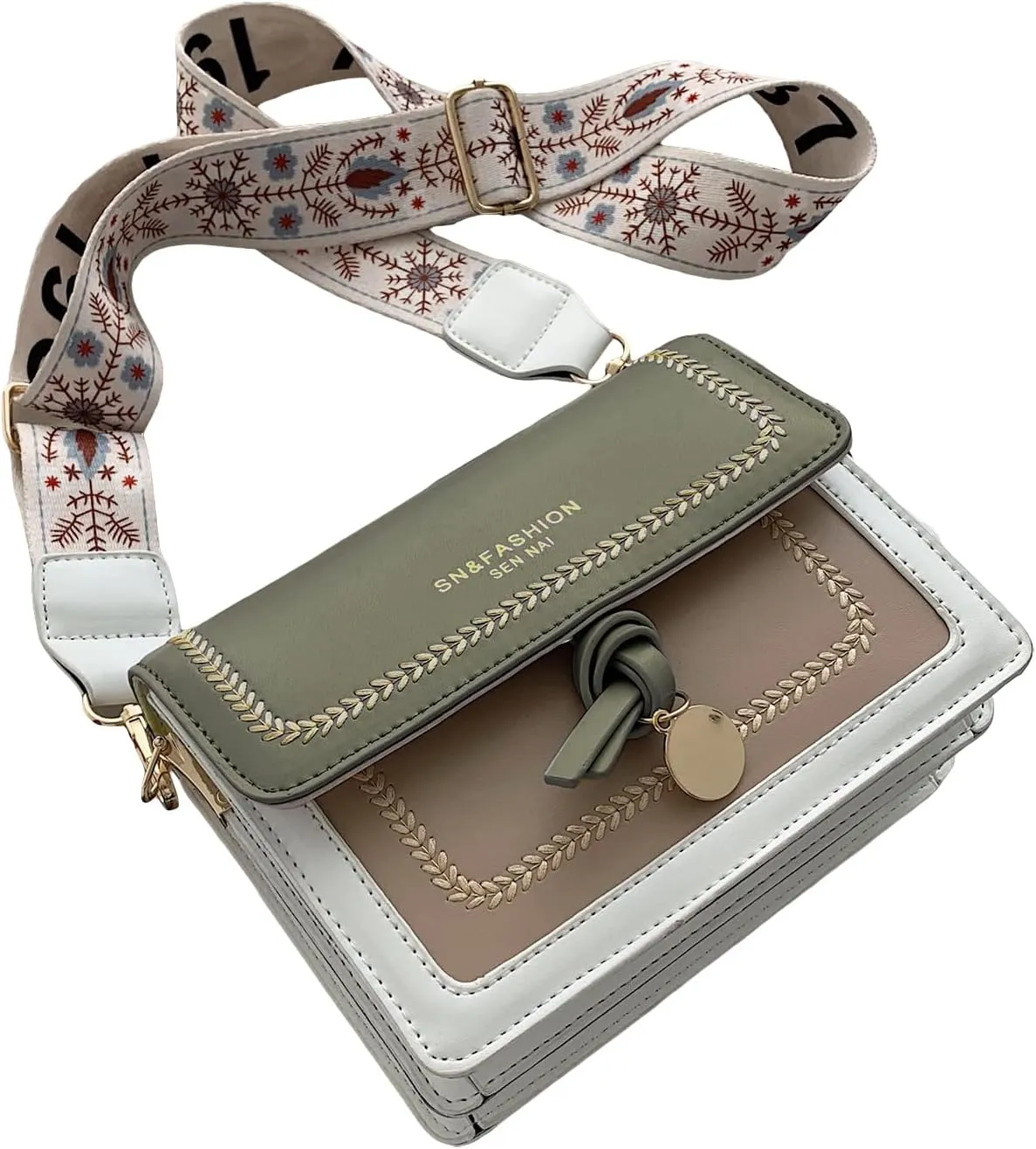 Floerns Women's Crossbody Purse Colorblock Pu Leather Flap Shoulder Handbag Purse