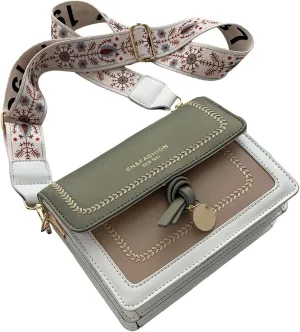Floerns Women's Crossbody Purse Colorblock Pu Leather Flap Shoulder Handbag Purse